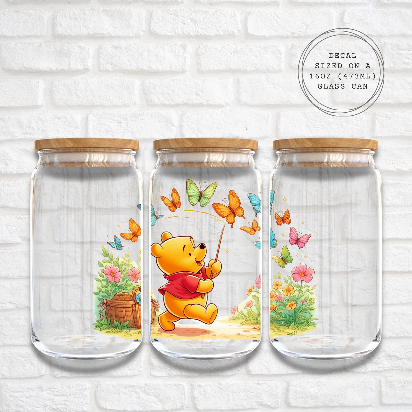 POOH CATCHING BUTTERFLIES - LARGE DECAL