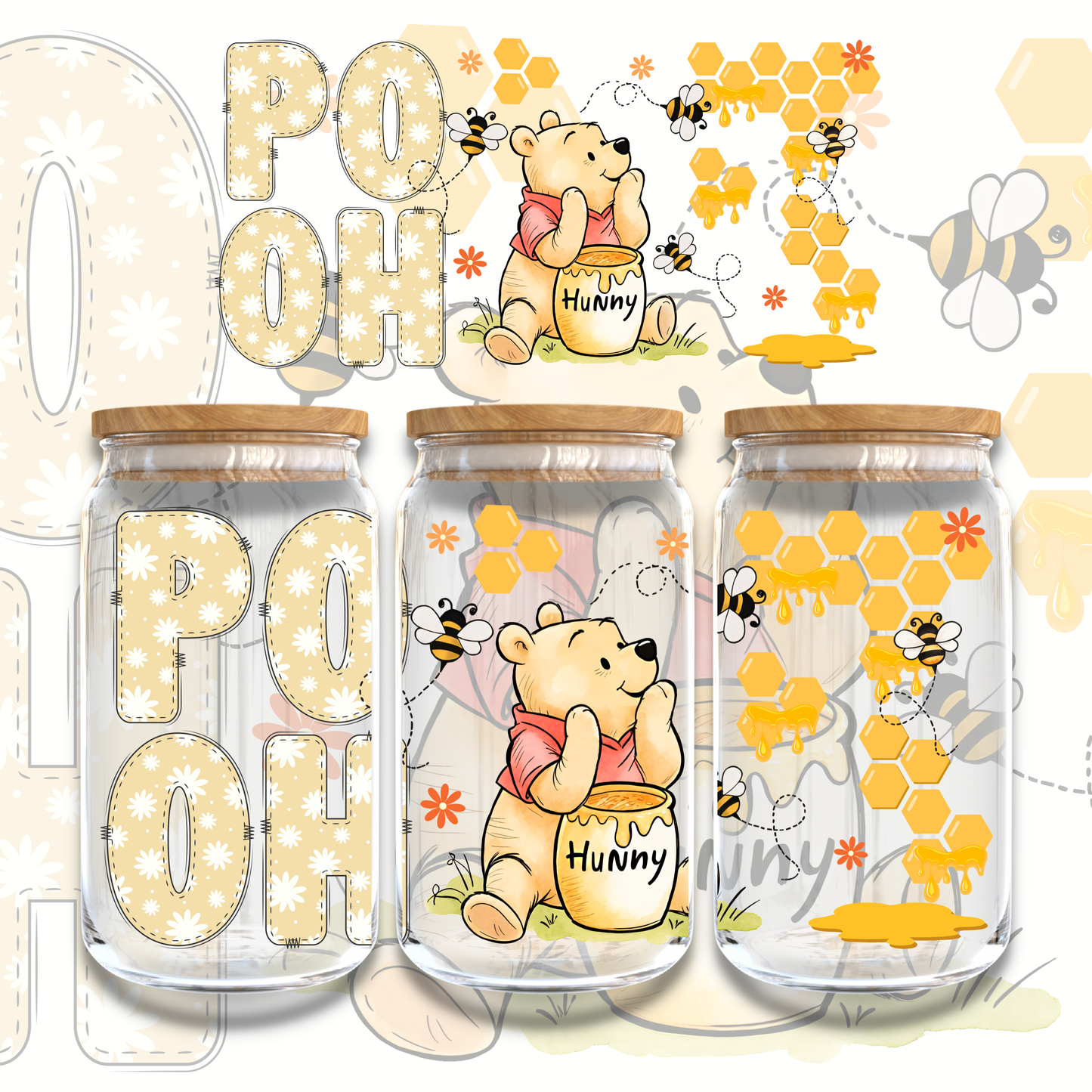 HONEY BEE POOH - 16oz UV DTF WRAP