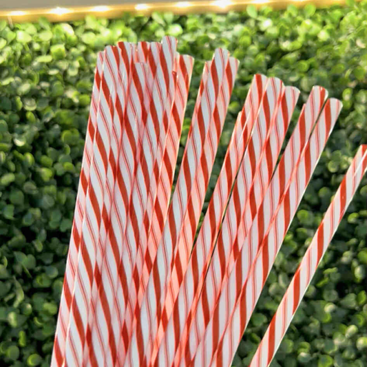 CANDY CANE PRINT PLASTIC STRAW