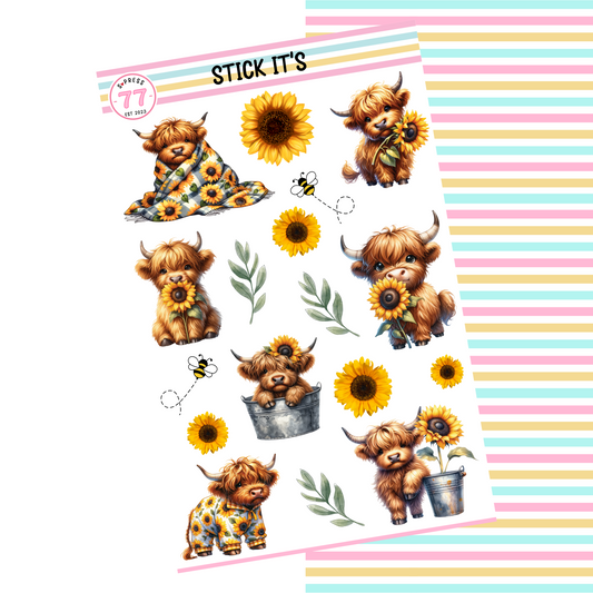 SUNFLOWER HIGHLAND COW