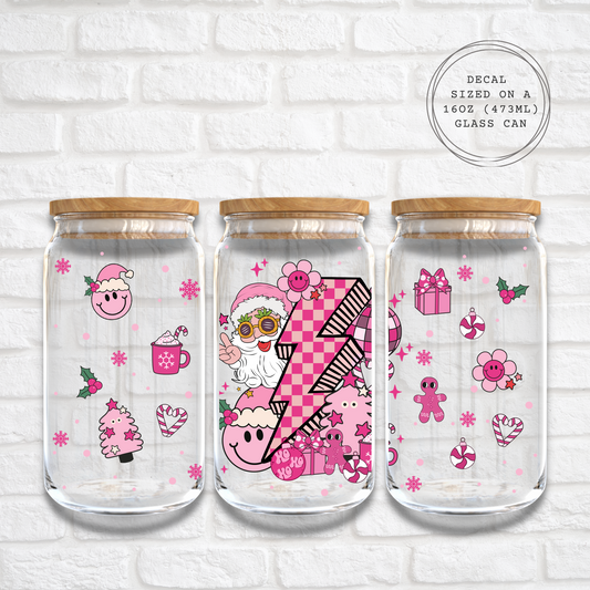 RETRO PINK CHRISTMAS - 16oz UV DTF WRAP