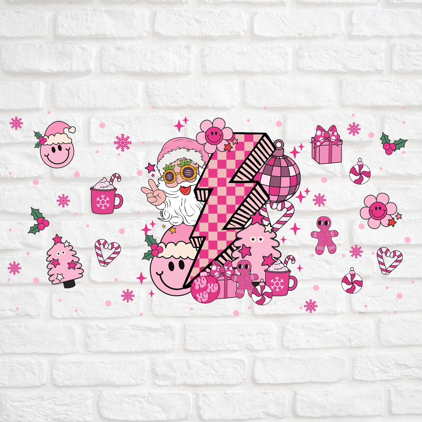 RETRO PINK CHRISTMAS - 16oz UV DTF WRAP