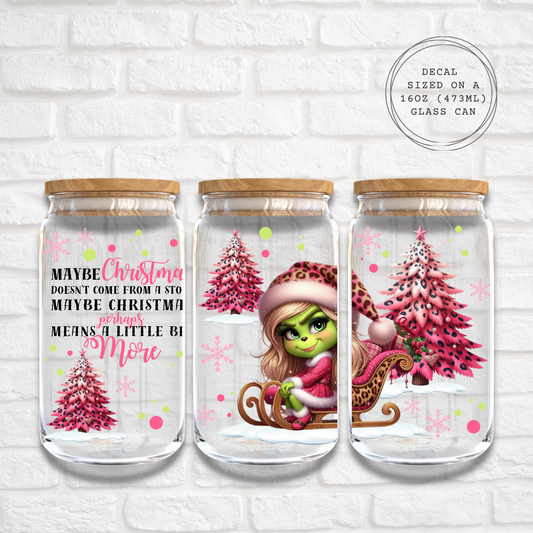 GRINCHY GIRL SLEIGH - 16oz UV DDTF WRAP