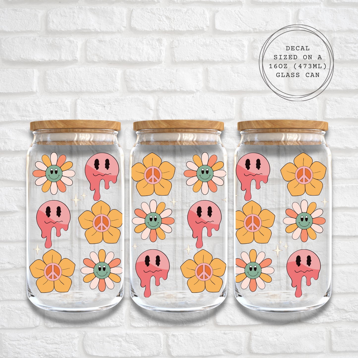 RETRO SMILEY DRIP - 16oz UV DTF WRAP