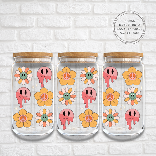 RETRO SMILEY DRIP - 16oz UV DTF WRAP