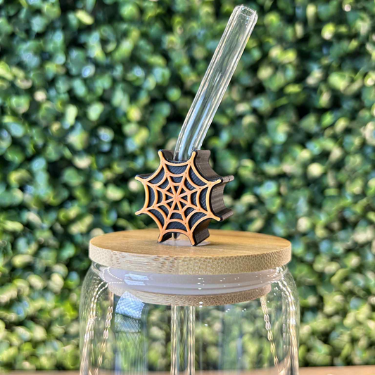 ORANGE SPIDER WEB STRAW TOPPER