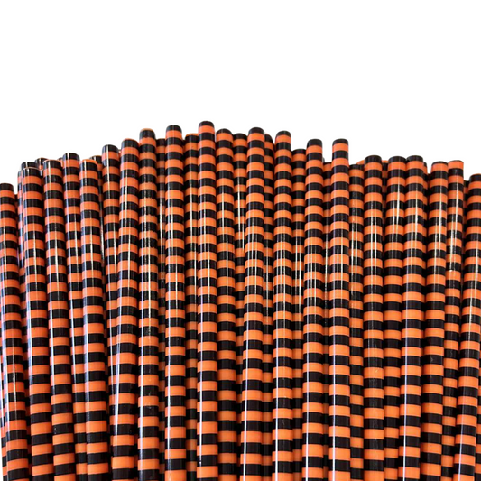 ORANGE AND BLACK STRIPE PRINT PLASTIC STRAW
