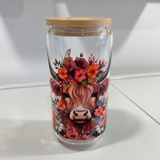 Highland Cow 160z GLASS CAN