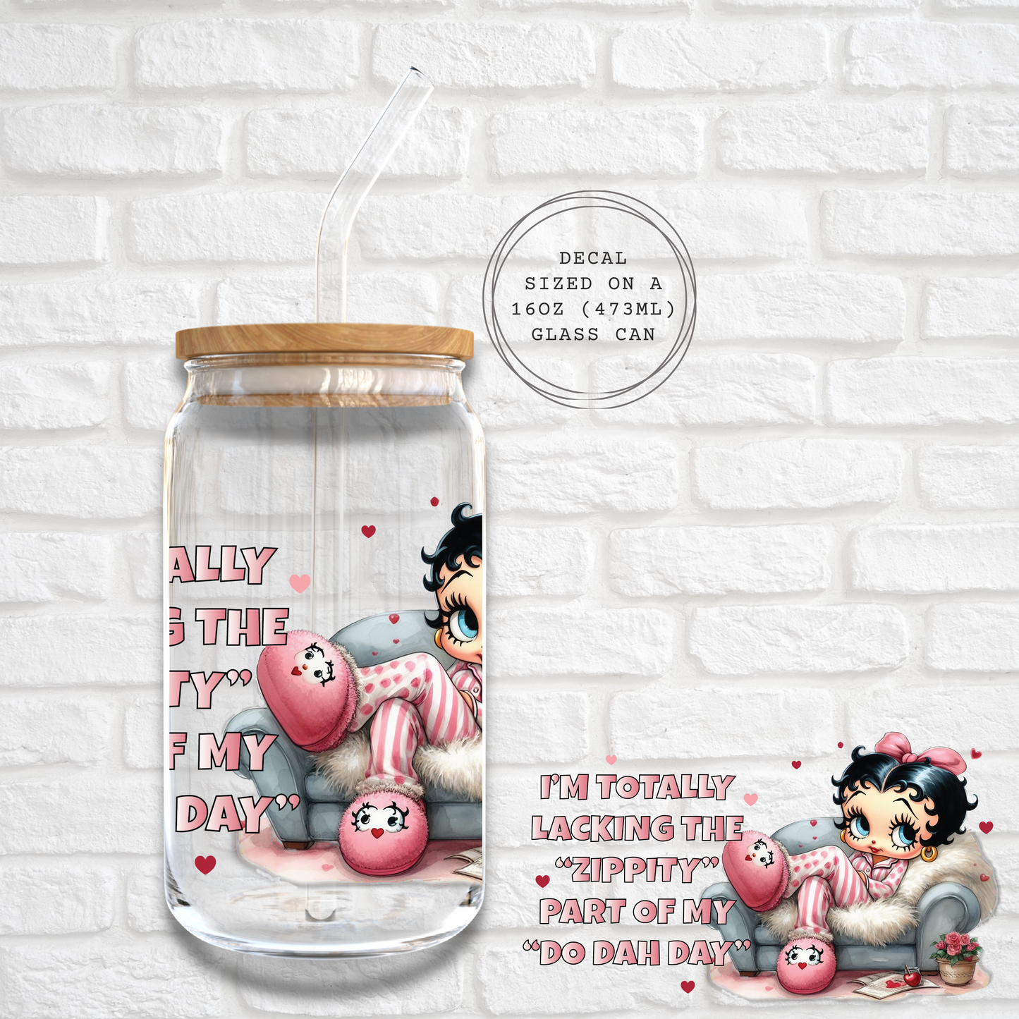 BETTY BOOP TOTALLY LACKING -  UV DTF DECAL