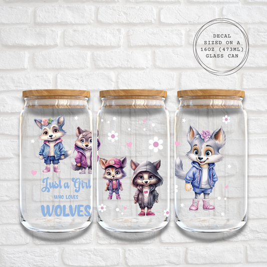 JUST A GIRL WHO LOVES WOLVES - 16oz UV DTF WRAP