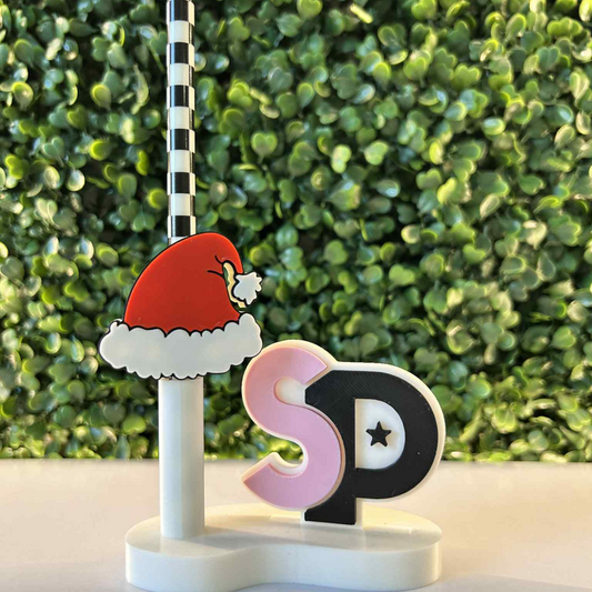 SANTA HAT STRAW TOPPER