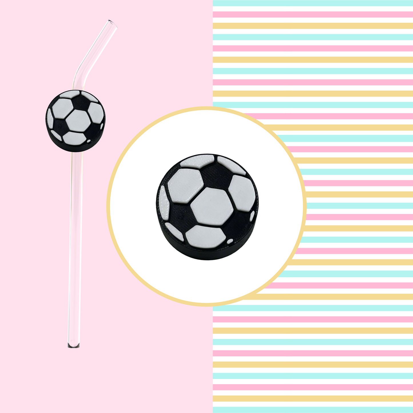SOCCER BALL STRAW TOPPER