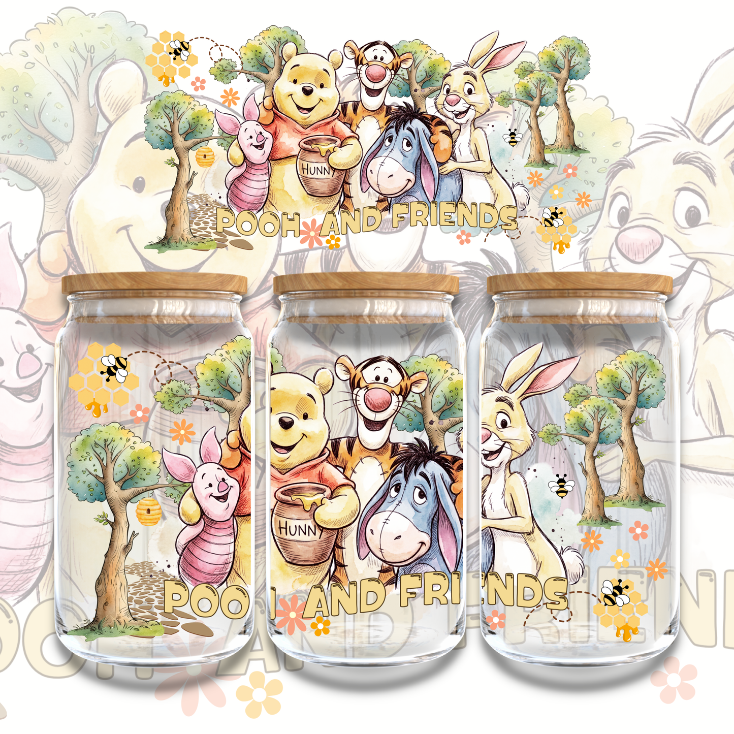 POOH AND FRIENDS GROUP - 16oz UV DTF WRAP