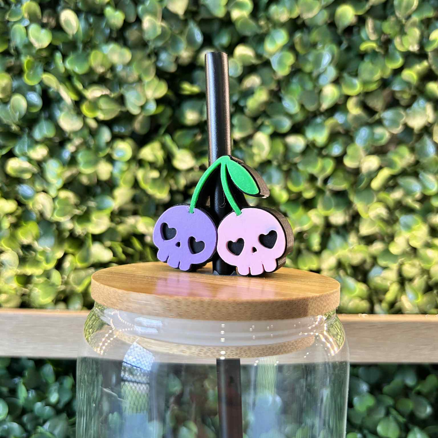 CHERRY SKULLS STRAW TOPPER