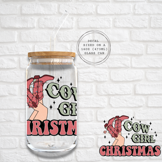 COW GIRL CHRISTMAS -  UV DTF DECAL