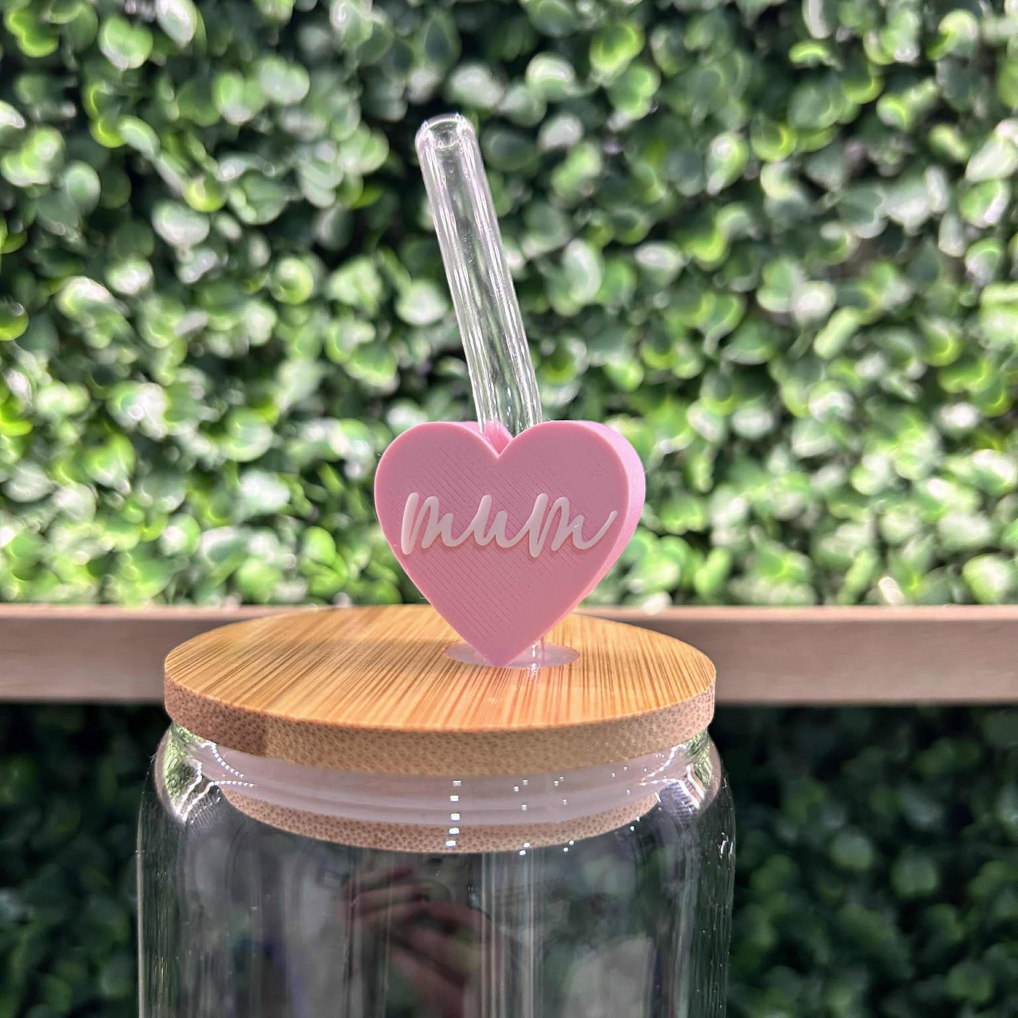 LOVE HEART MUM STRAW TOPPER