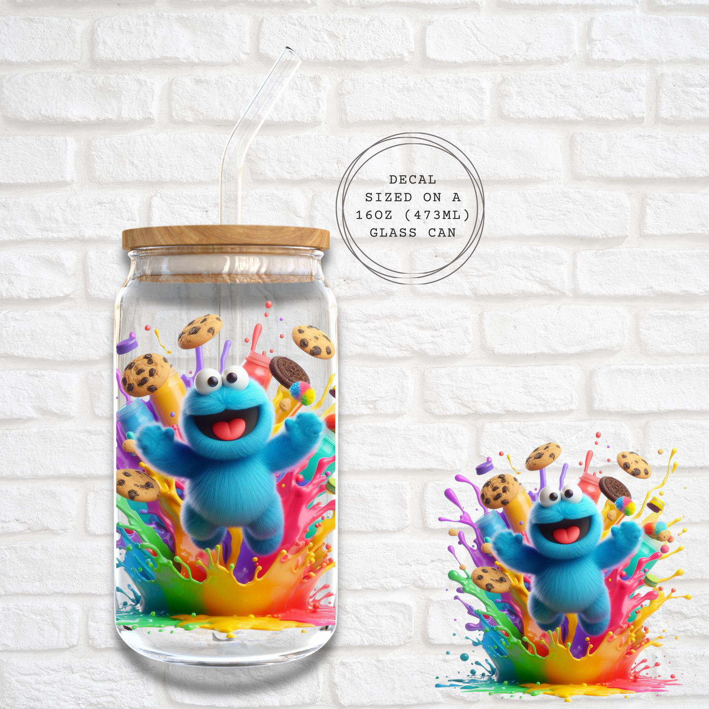 COOKIE MONSTER PAINT SPLASH -  UV DTF DECAL
