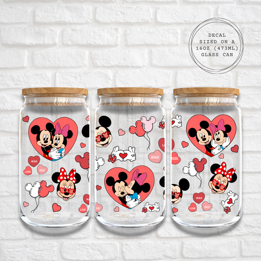 LOVE HUGS & KISSES MICKEY - 16oz UV DTF WRAP