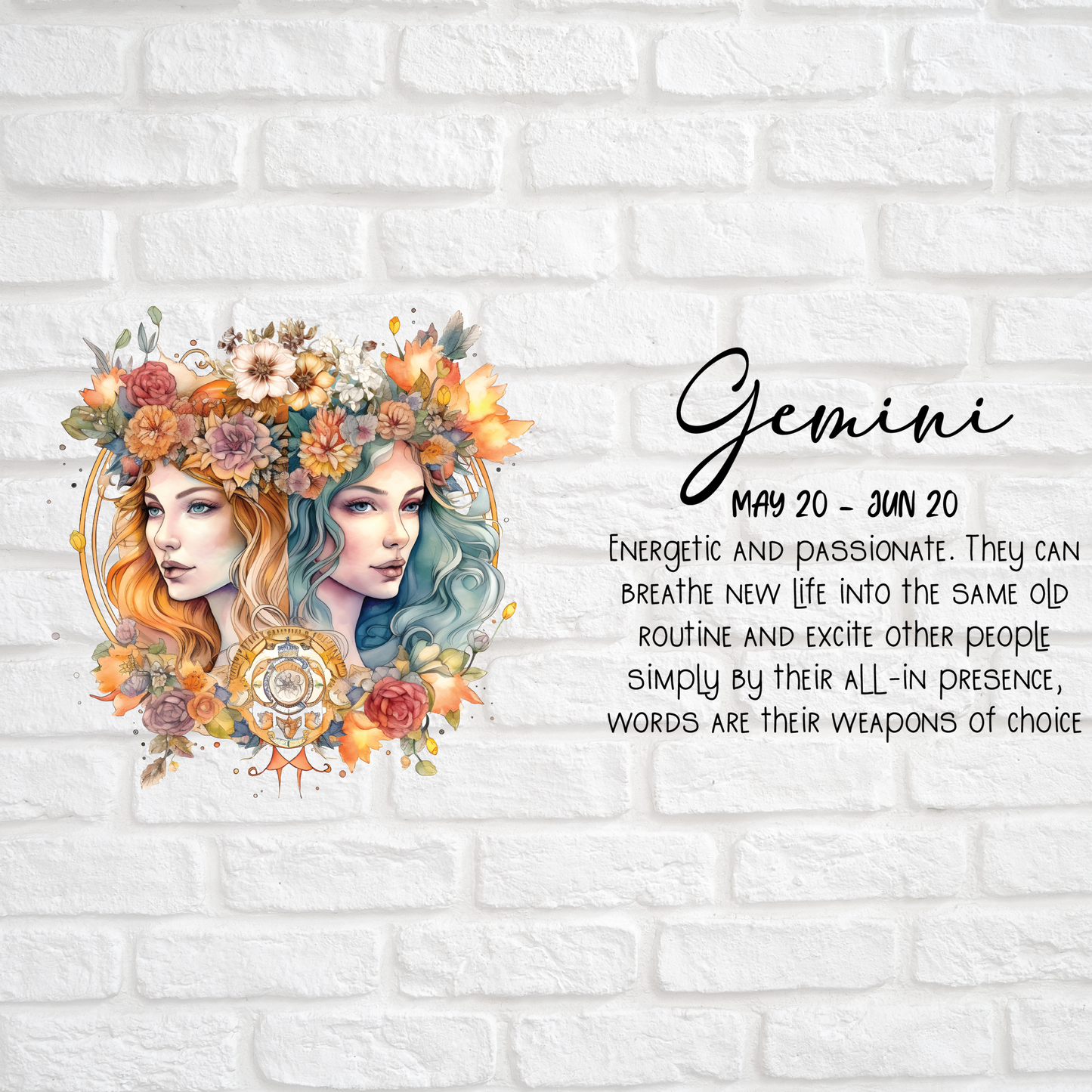 GEMINI ZODIAC SIGN -  UV DTF DECAL