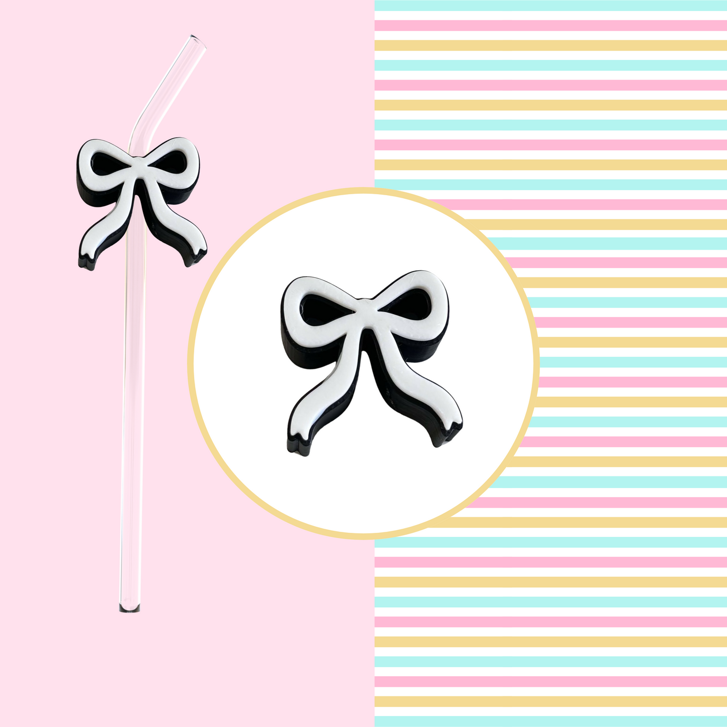 COQUETTE BOW BLACK STRAW TOPPER