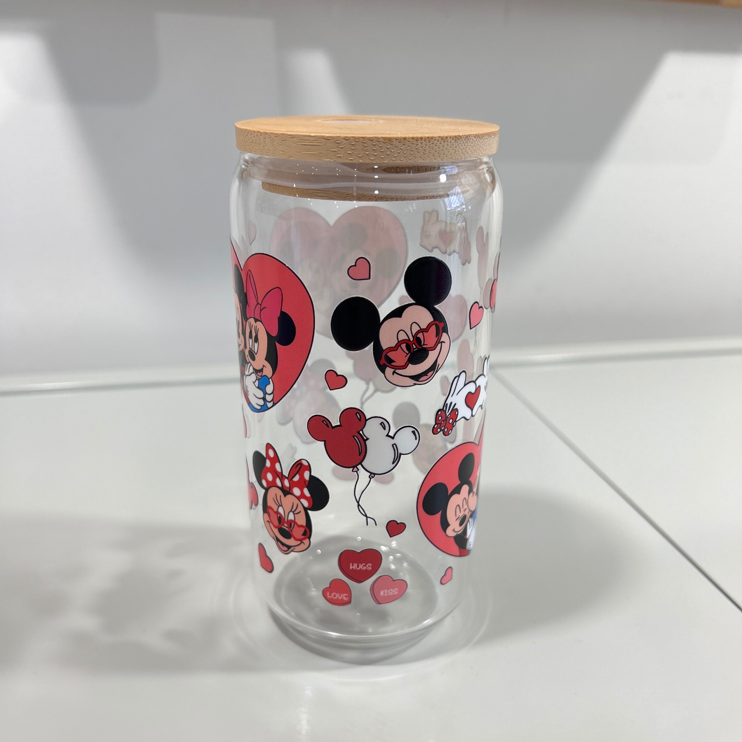 MICKEY & MINNIE IN LOVE 160z GLASS CAN
