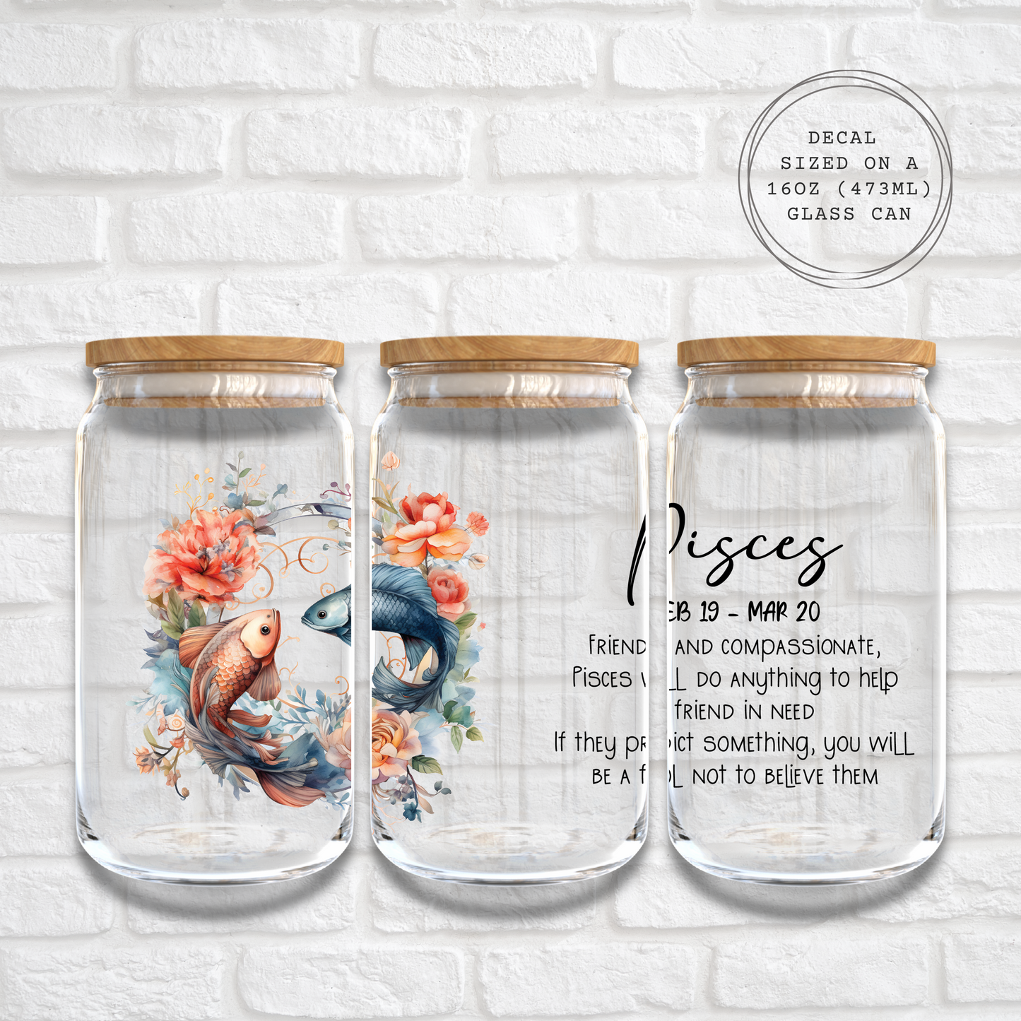 PISCES ZODIAC SIGN -  UV DTF DECAL