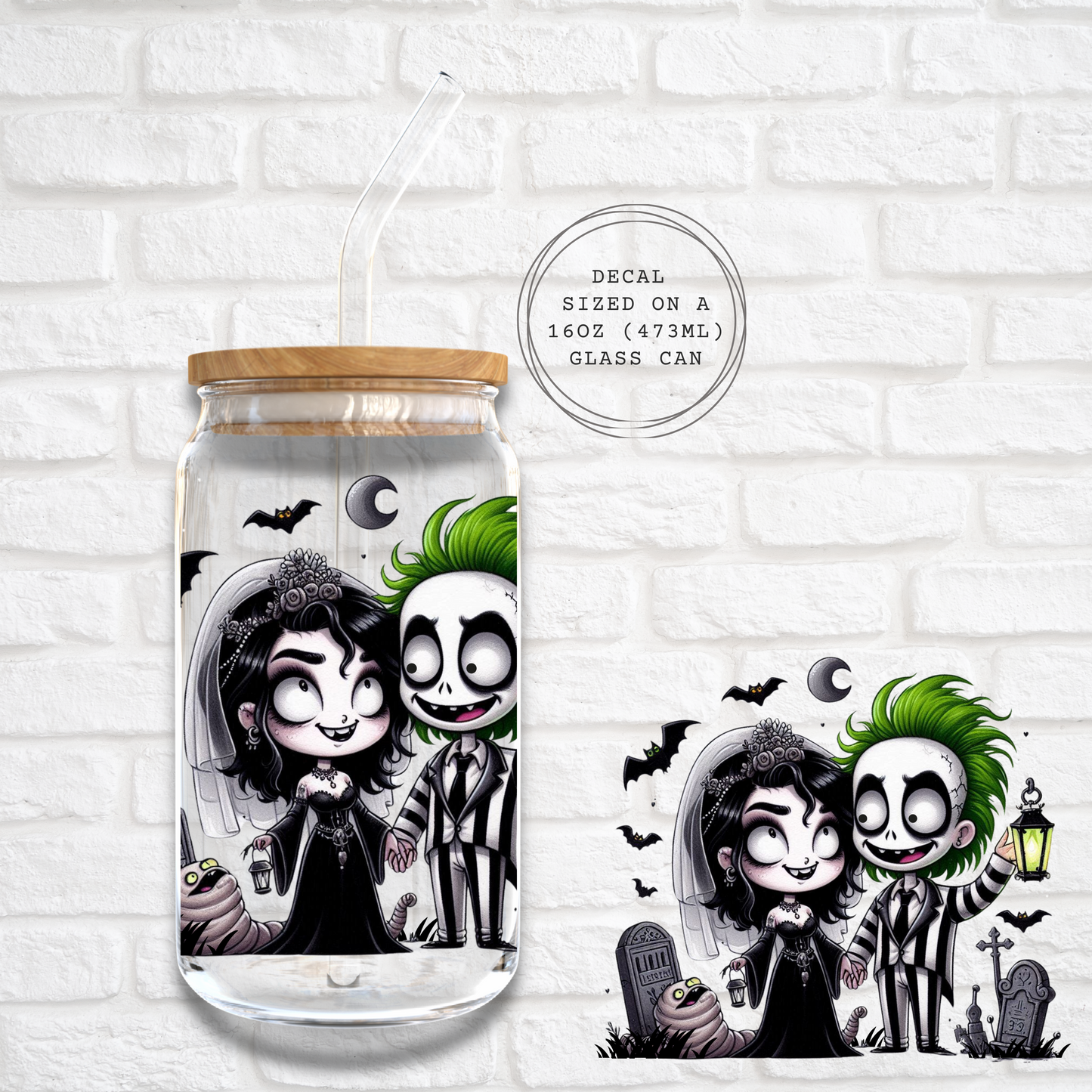 BEETLEJUICE AND LYDIA -  UV DTF LARGE DECAL