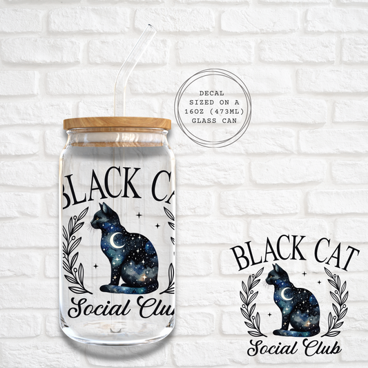 BLACK CAT SOCIAL CLUB -  UV DTF DECAL