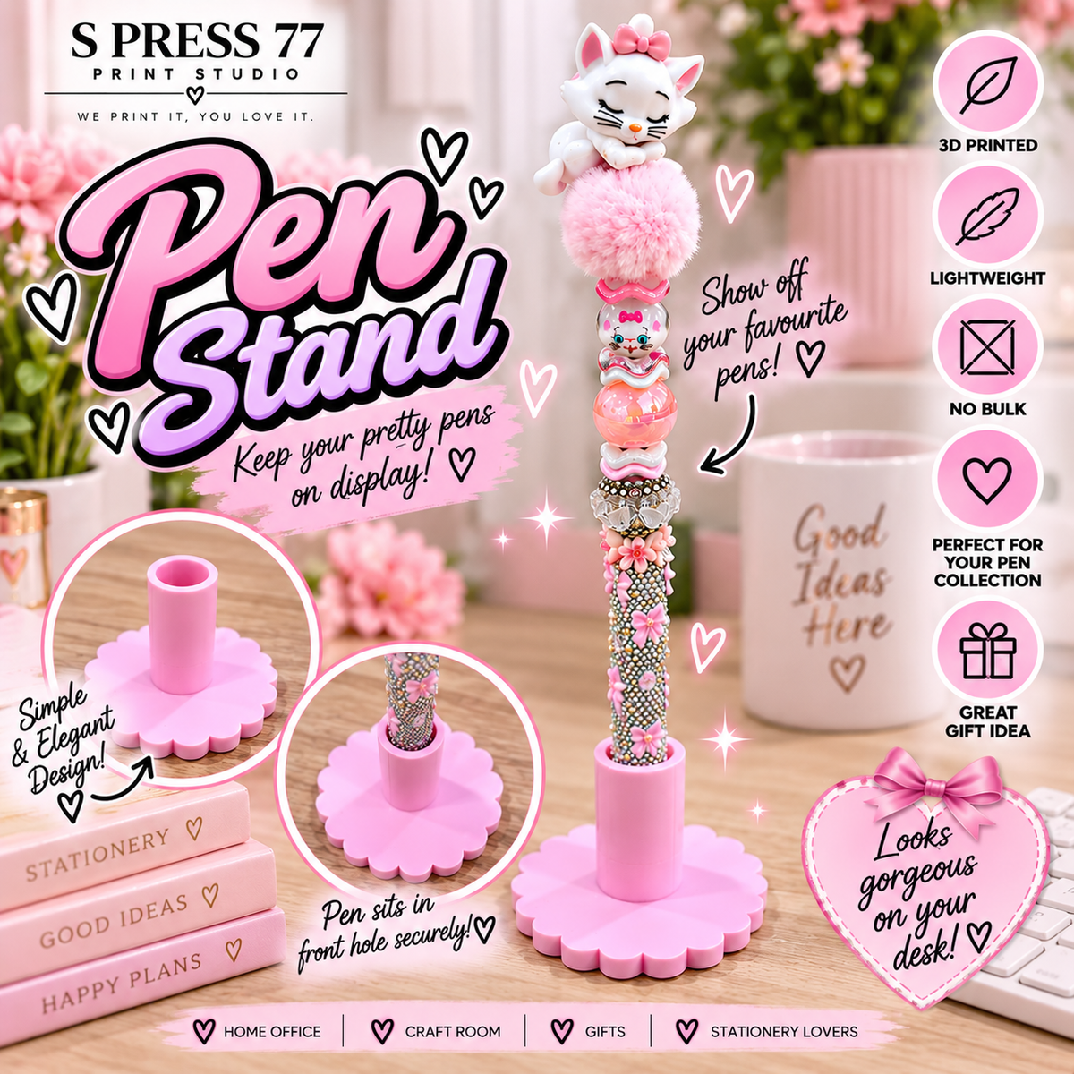 SCALLOP SINGLE PEN DISPLAY STAND ENCLOSED
