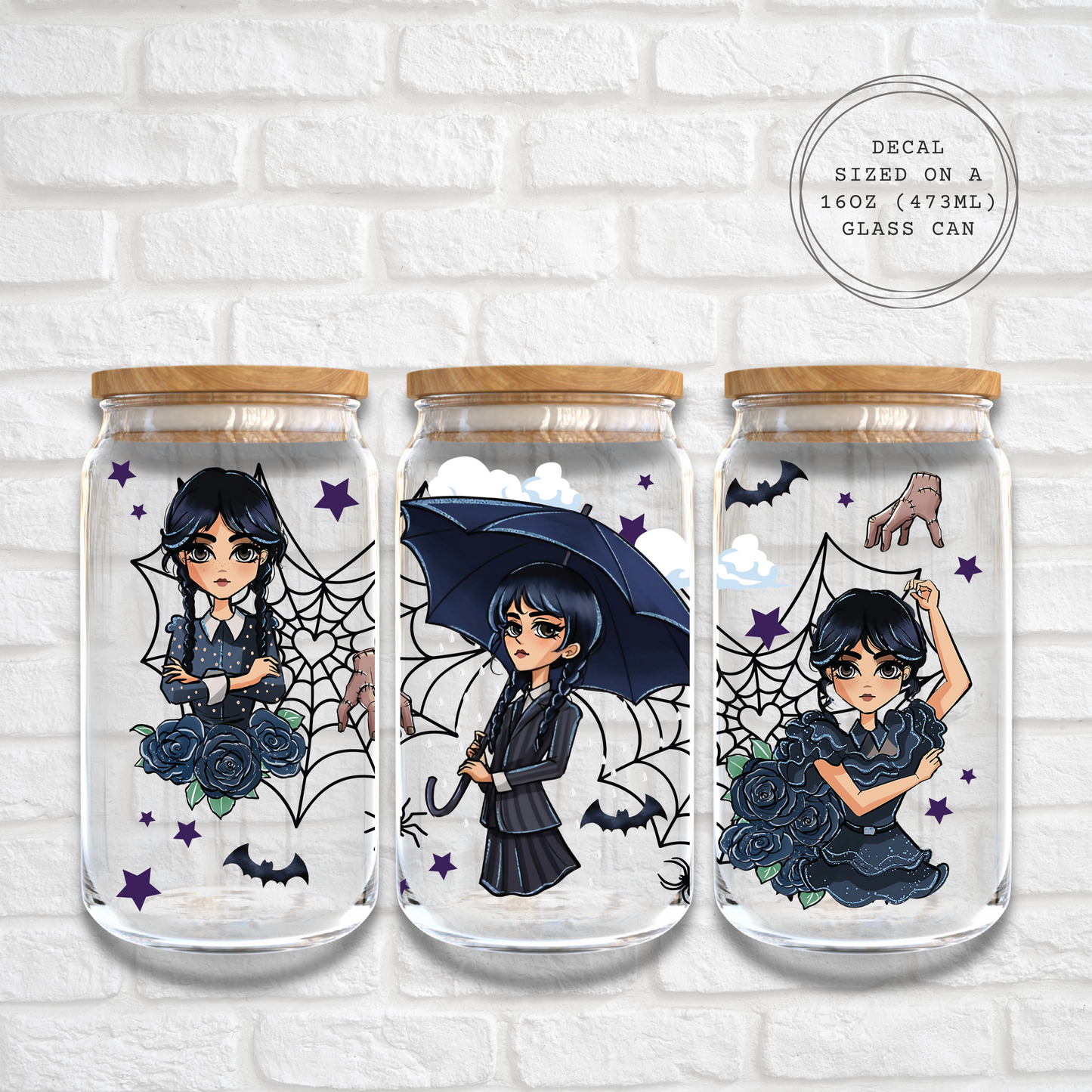 WEDNESDAY ADDAMS 160z GLASS CAN
