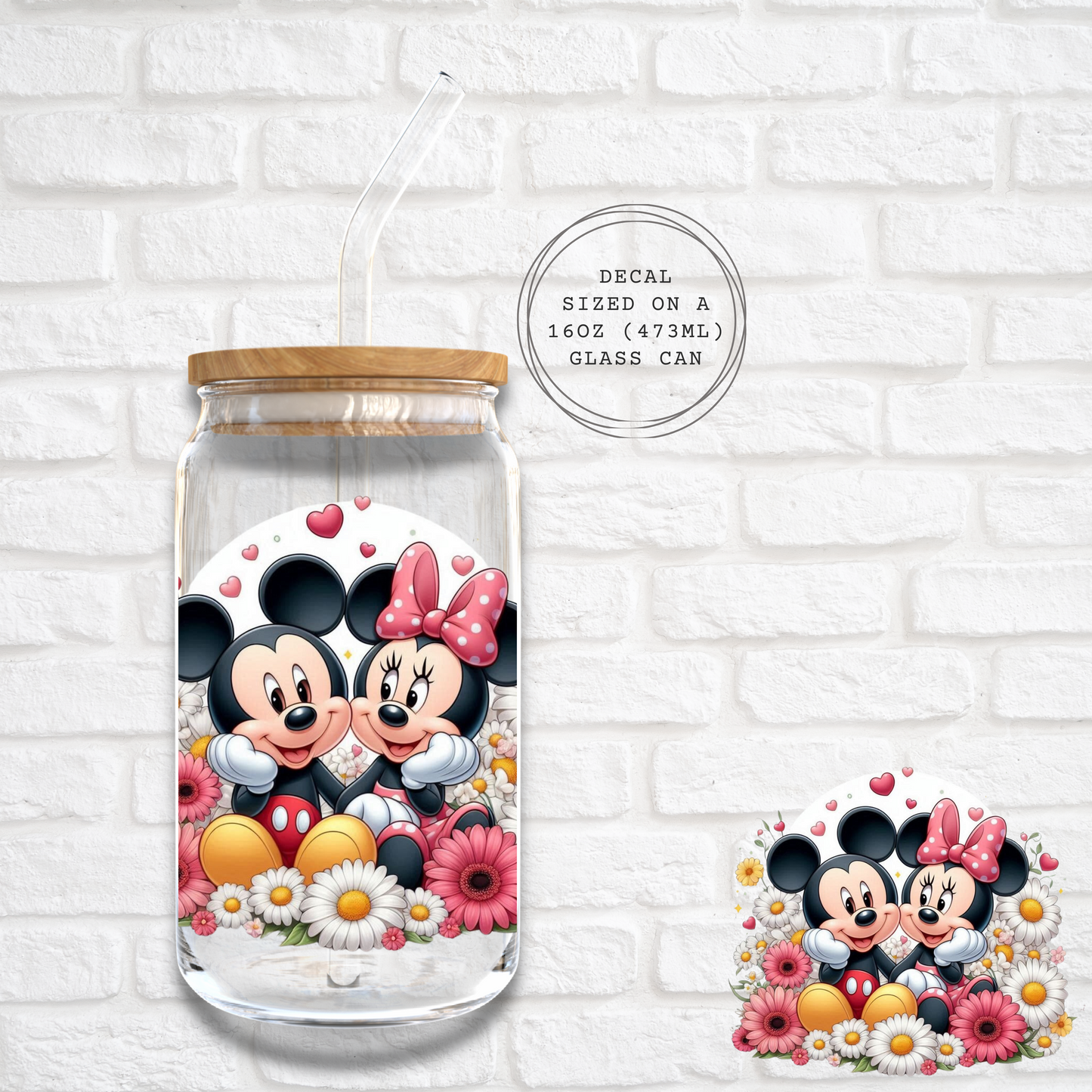 MICKEY AND MINNIE IN LOVE -  UV DTF DECAL