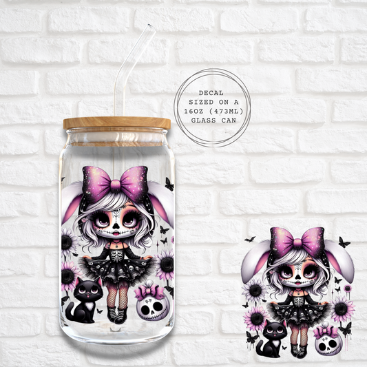 DAY OF THE DEAD BUNNY GIRL -  UV DTF DECAL