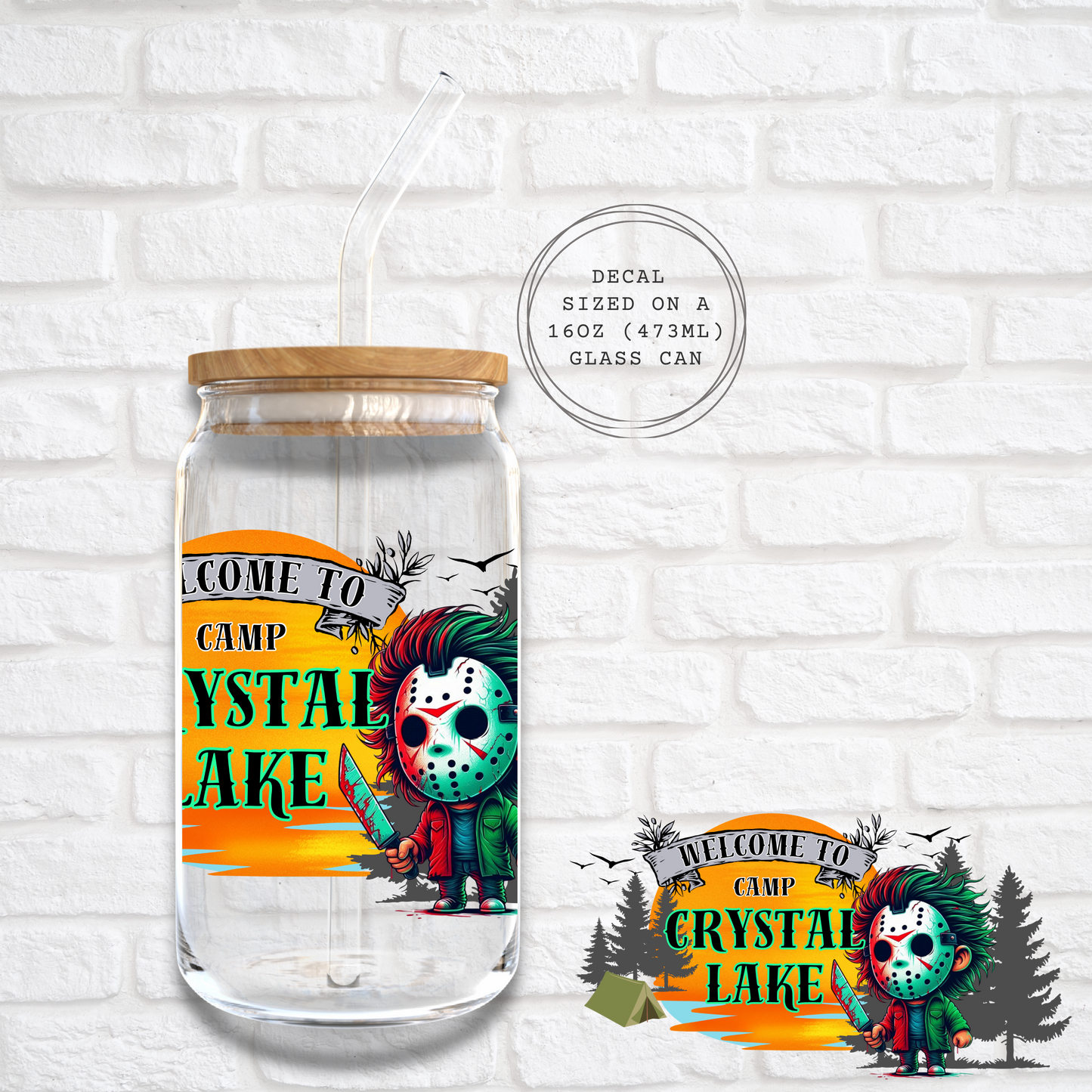 JASON VOORHEES CAMP CRYSTAL LAKE -  UV DTF LARGE DECAL