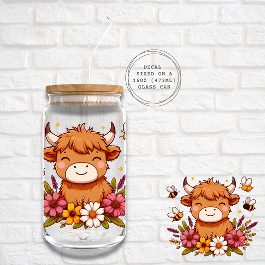CUTE HIGHLAND COW -  UV DTF DECAL
