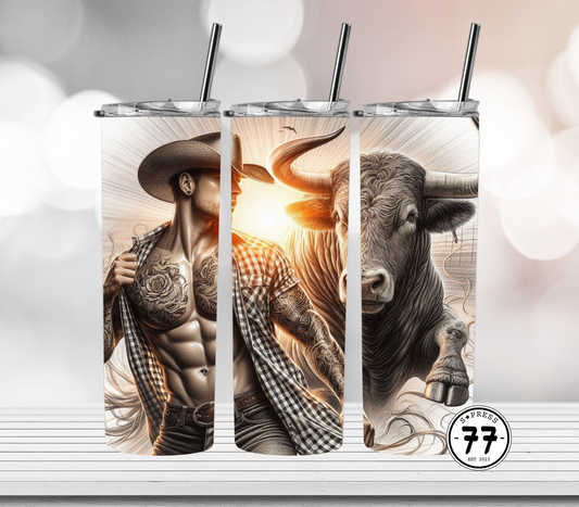 Hot Cow Boy with Bull - Straight 20oz Digital Download