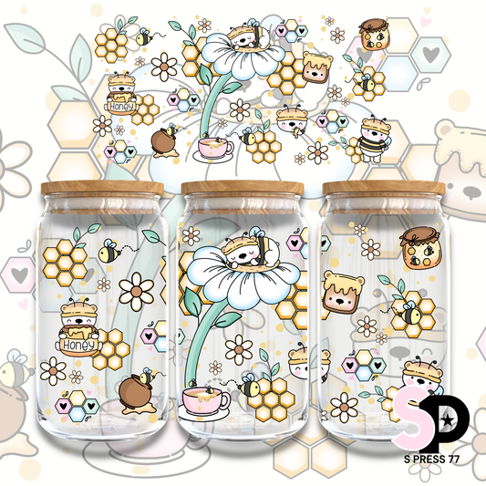 HONEY BEE BEAR - 16oz UV DTF WRAP