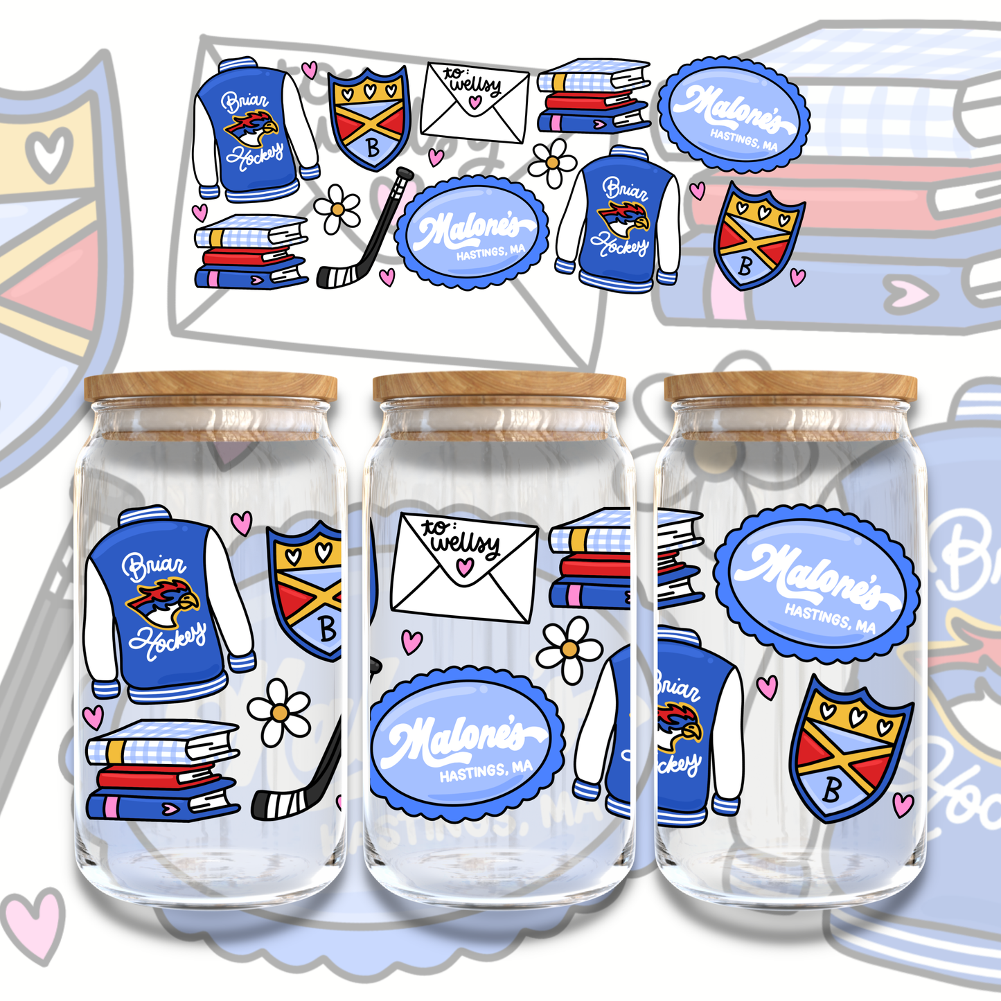 OFF CAMPUS HOCKEY ROMANCE - 16oz UV DTF WRAP